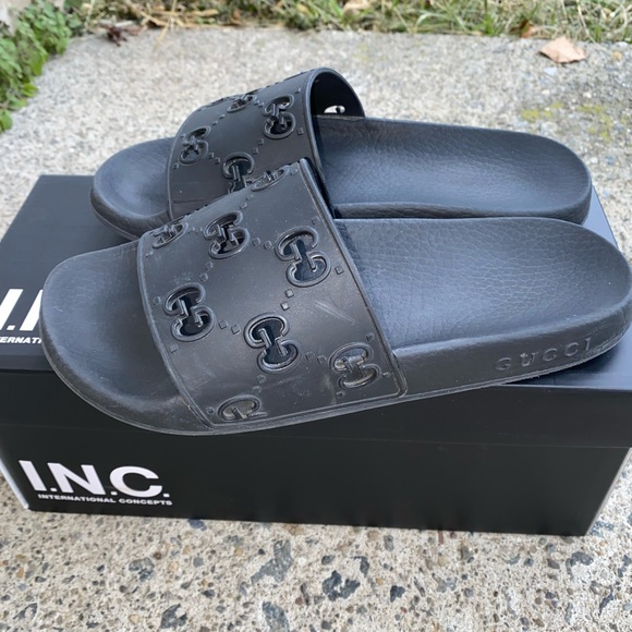 Gucci Shoes Womens Rubber Gg Slide Sandals Poshmark